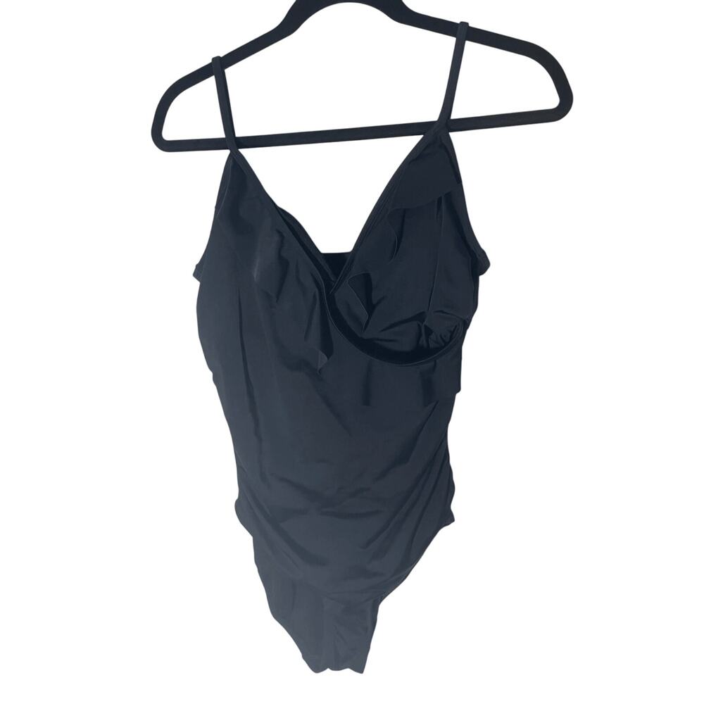 Time & Tru L Push Up Ruched Women's Black One Piece Bikini Pin Up Retro Femme